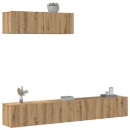Berkfield Home 3 Piece TV Cabinet Set Wall-mounted Artisan Oak Engineered Wood in Brown - thumbnail 1