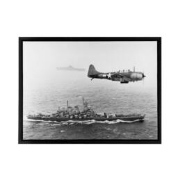 "Artery8 WWII US Navy USS Washington Bomber Framed Canvas Wall Art Print in Grey - Size: W12"" x H16""" - thumbnail 1