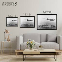 "Artery8 WWII US Navy USS Washington Bomber Framed Canvas Wall Art Print in Grey - Size: W12"" x H16""" - thumbnail 4