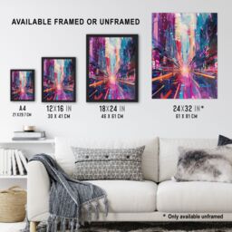 "Artery8 Vibrant Japan Abstract Tokyo City Painting Wall Art Print in Purple - Size: W24"" x H32""" - thumbnail 3