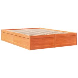 Berkfield Home Bed Frame without Mattress Wax Brown 140x190 cm Solid Wood Pine - thumbnail 6