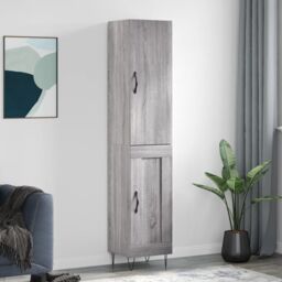 Berkfield Home Highboard Grey Sonoma 34.5x34x180 cm Engineered Wood - thumbnail 1