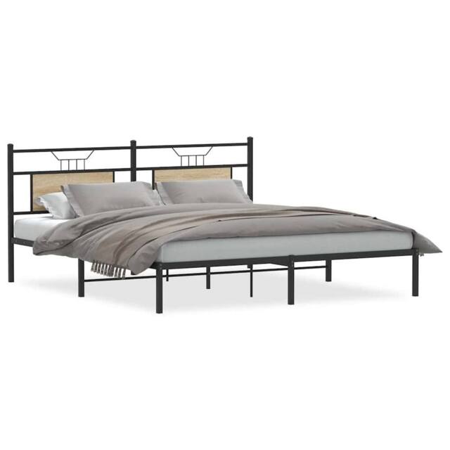 Berkfield Home Bed Frame without Mattress Sonoma Oak 183x213 cm Engineered Wood in Light Brown - image 1