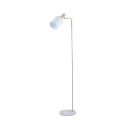 Ruma Tall Minimalist White Floor Lamp with Marble Foot & Gold Detail - thumbnail 5