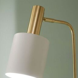 Ruma Tall Minimalist White Floor Lamp with Marble Foot & Gold Detail - thumbnail 3