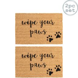 Nicola Spring Coir Door Mats - 60 x 40cm - Paws - Set of 2 - Size: 40 cm x 60 cm - thumbnail 1