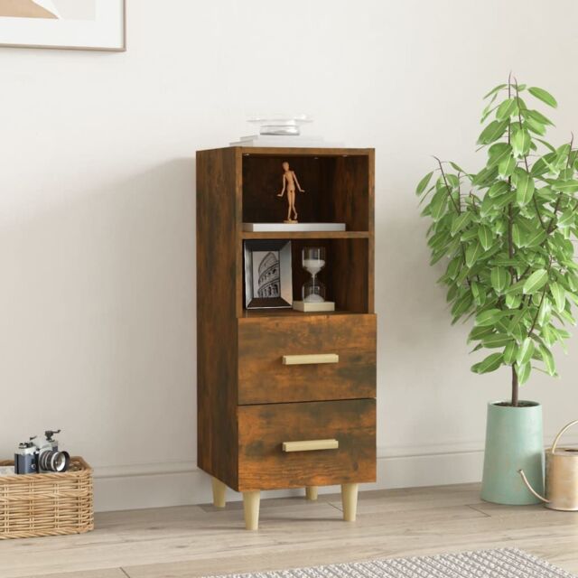 Berkfield Home Sideboard Smoked Oak 34.5x34x90 cm Engineered Wood in Brown - image 1