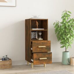 Berkfield Home Sideboard Smoked Oak 34.5x34x90 cm Engineered Wood in Brown - thumbnail 3