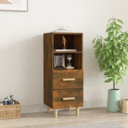 Berkfield Home Sideboard Smoked Oak 34.5x34x90 cm Engineered Wood in Brown - thumbnail 1