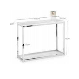 Cheshire Valenza White Marble Top Console Table in White Marble & Chrome - thumbnail 3