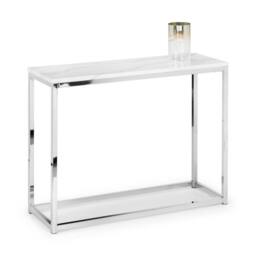 Cheshire Valenza White Marble Top Console Table in White Marble & Chrome