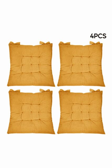 Living and Home Set of 4 Comfortable Square Chair Cushions in Yellow - image 1