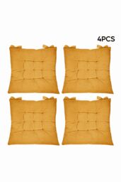 Living and Home Set of 4 Comfortable Square Chair Cushions in Yellow