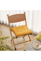 Living and Home Set of 4 Comfortable Square Chair Cushions in Yellow - thumbnail 2
