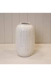 KDMD Large Cream Ceramic Ribbed Vase - thumbnail 1