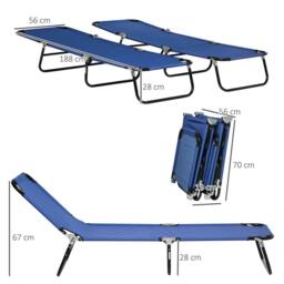 NESTLUNE Folding Sun Loungers Set of 2 with Adjustable in Blue - Size: 100 cm x 60 cm - thumbnail 2