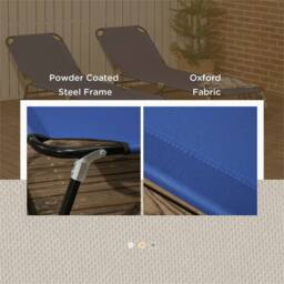 NESTLUNE Folding Sun Loungers Set of 2 with Adjustable in Blue - Size: 100 cm x 60 cm - thumbnail 5