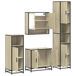 Berkfield Home 4¬†Piece Bathroom Furniture Set¬†Sonoma Oak Engineered Wood in Light Brown - thumbnail 6