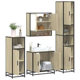 Berkfield Home 4¬†Piece Bathroom Furniture Set¬†Sonoma Oak Engineered Wood in Light Brown - thumbnail 2