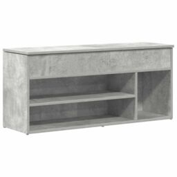 Berkfield Home Shoe Bench Concrete Grey 102x30.5x45 cm Engineered Wood - thumbnail 2