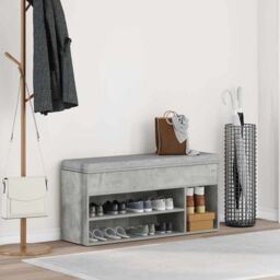 Berkfield Home Shoe Bench Concrete Grey 102x30.5x45 cm Engineered Wood - thumbnail 3
