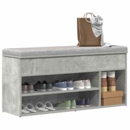 Berkfield Home Shoe Bench Concrete Grey 102x30.5x45 cm Engineered Wood