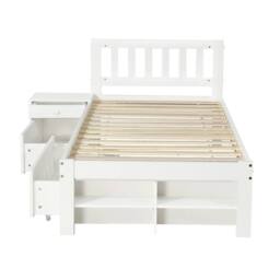 Merax White 3ft Single Storage Bed Frame with Drawers & Bedside Table - thumbnail 7
