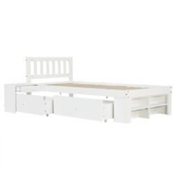 Merax White 3ft Single Storage Bed Frame with Drawers & Bedside Table - thumbnail 9