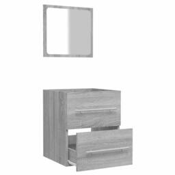 Berkfield Home Stylish Bathroom Cabinet with Mirror Grey Sonoma 41x38.5x48 cm En - thumbnail 6