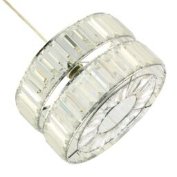 Happy Homewares Modern Chic Double Tier Pendant Shade with Rows of Clear Acrylic Prisms in Silver - thumbnail 5