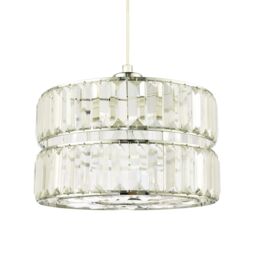 Happy Homewares Modern Chic Double Tier Pendant Shade with Rows of Clear Acrylic Prisms in Silver - thumbnail 2