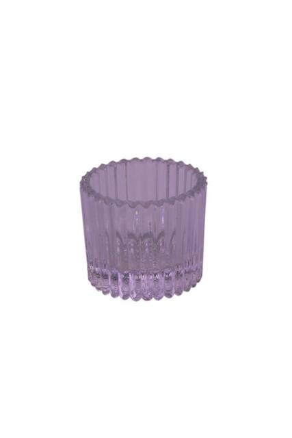 KDMD Lilac Ribbed Glass Tealight Holder 4.5cm 10 Pack - image 1