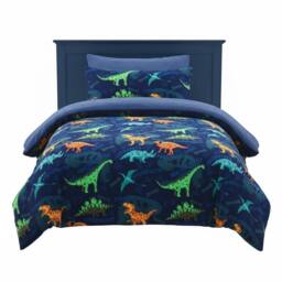 Snug City Dinosaur Kids Teddy Duvet Cover Set Ultra Soft Bedding with Pillowcase in Blue - Size: Single - thumbnail 2