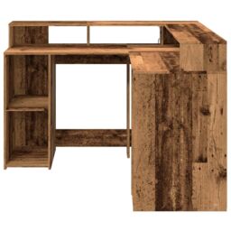Berkfield Home Desk with LED Lights Old Wood 130x130x91 cm Engineered Wood in Brown - Size: 130 x 130 x 91 cm - thumbnail 6
