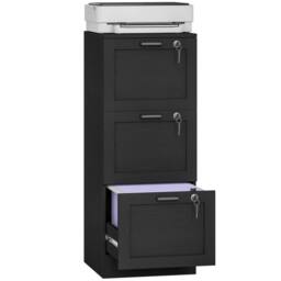 HOMCOM 3-Drawer File Cabinet, Lockable Filing Cabinet for A4 Letter, Black - thumbnail 2