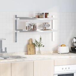 Berkfield Home 2-Tier Wall Shelf 100x23.5x60 cm Silver Stainless Steel - thumbnail 3