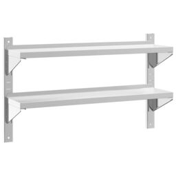 Berkfield Home 2-Tier Wall Shelf 100x23.5x60 cm Silver Stainless Steel - thumbnail 2