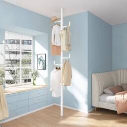 Kelvenix White Telescopic Ceiling Corner Laundry Pole - thumbnail 2