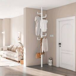 Kelvenix White Telescopic Ceiling Corner Laundry Pole - thumbnail 3