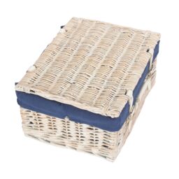Red Hamper Wicker 40cm White Picnic Basket with Blue Lining - thumbnail 3
