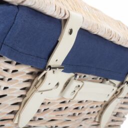 Red Hamper Wicker 40cm White Picnic Basket with Blue Lining - thumbnail 4