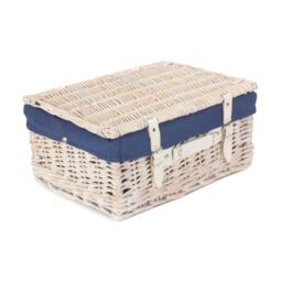 Red Hamper Wicker 40cm White Picnic Basket with Blue Lining - thumbnail 2