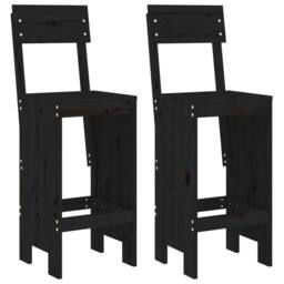 Berkfield Home Beautiful Bar Stools 2 pcs Black 40x48.5x115.5 cm Solid Wood Pine - thumbnail 3