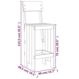 Berkfield Home Beautiful Bar Stools 2 pcs Black 40x48.5x115.5 cm Solid Wood Pine - thumbnail 9