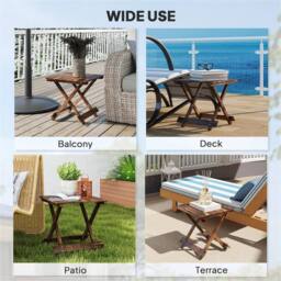 Nordara Carbonised Wooden Folding Garden Table Portable Outdoor Side Table in Brown - Size: 100 cm x 15 cm - thumbnail 6