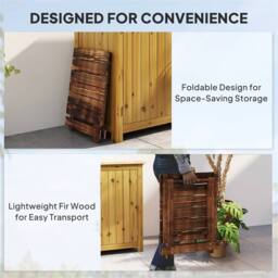 Nordara Carbonised Wooden Folding Garden Table Portable Outdoor Side Table in Brown - Size: 100 cm x 15 cm - thumbnail 4