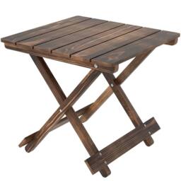 Nordara Carbonised Wooden Folding Garden Table Portable Outdoor Side Table in Brown - Size: 100 cm x 15 cm