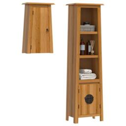 Berkfield Home 2 Piece Bathroom Furniture Set Solid Wood Pine in Brown - thumbnail 3