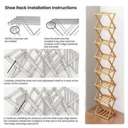 SPETLEK 8-Tier Bamboo Shoe Rack - Vertical Space Wood in Natural - Size: 0.6m2 - thumbnail 5