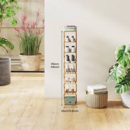 SPETLEK 8-Tier Bamboo Shoe Rack - Vertical Space Wood in Natural - Size: 0.6m2 - thumbnail 2